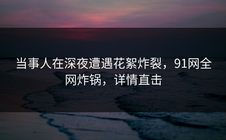 当事人在深夜遭遇花絮炸裂，91网全网炸锅，详情直击