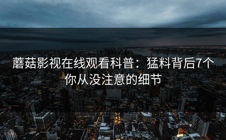 蘑菇影视在线观看科普：猛料背后7个你从没注意的细节