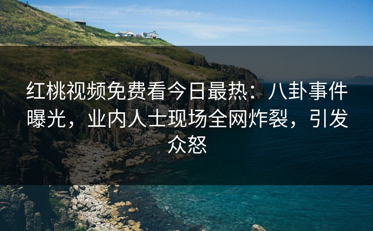 红桃视频免费看今日最热：八卦事件曝光，业内人士现场全网炸裂，引发众怒