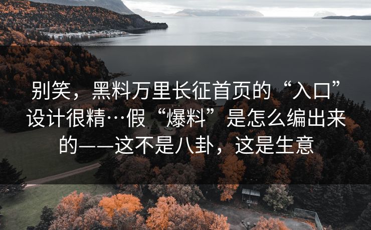 别笑，黑料万里长征首页的“入口”设计很精…假“爆料”是怎么编出来的——这不是八卦，这是生意
